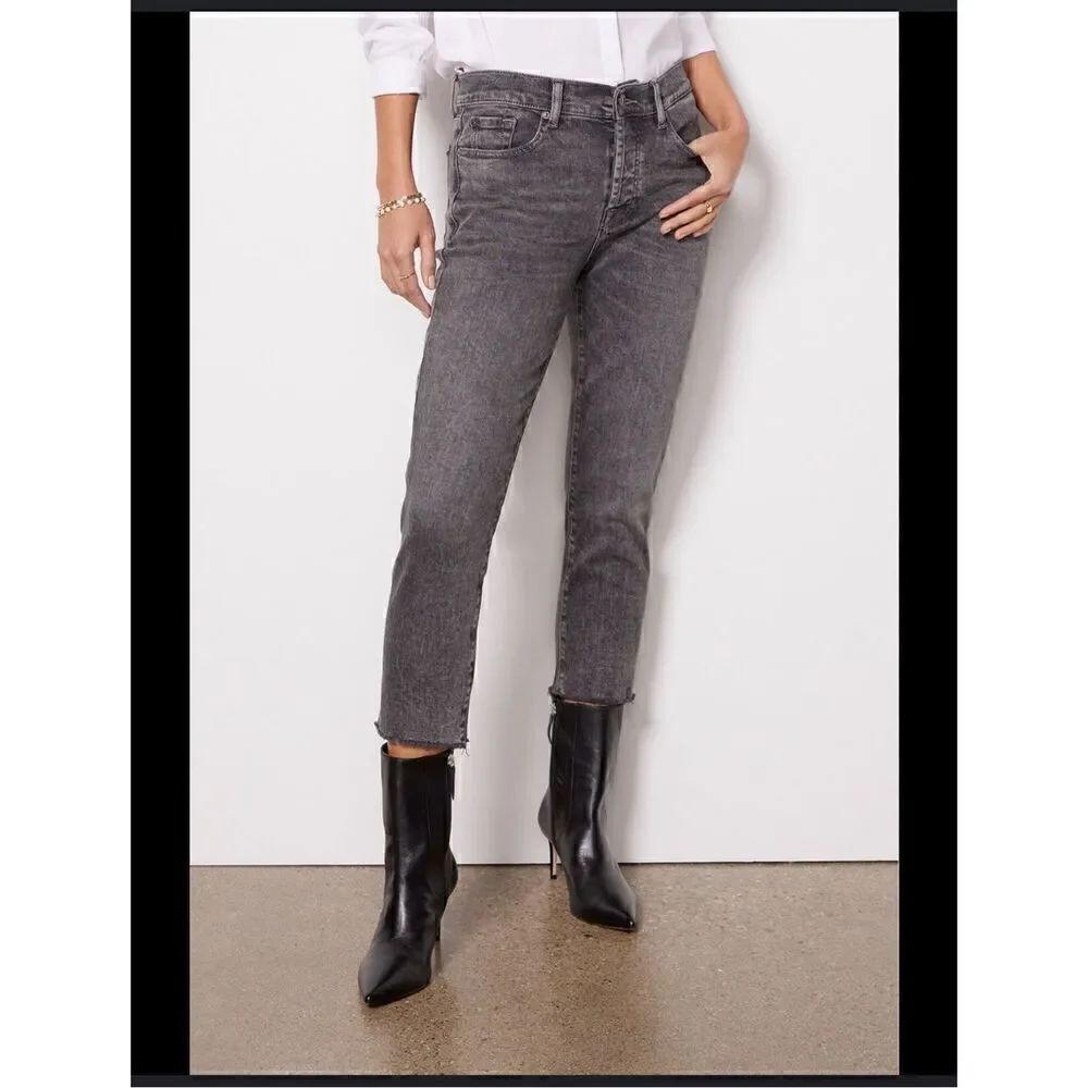7 for all man kind lux vintage Josefine Dark Grey button fly raw hem 27